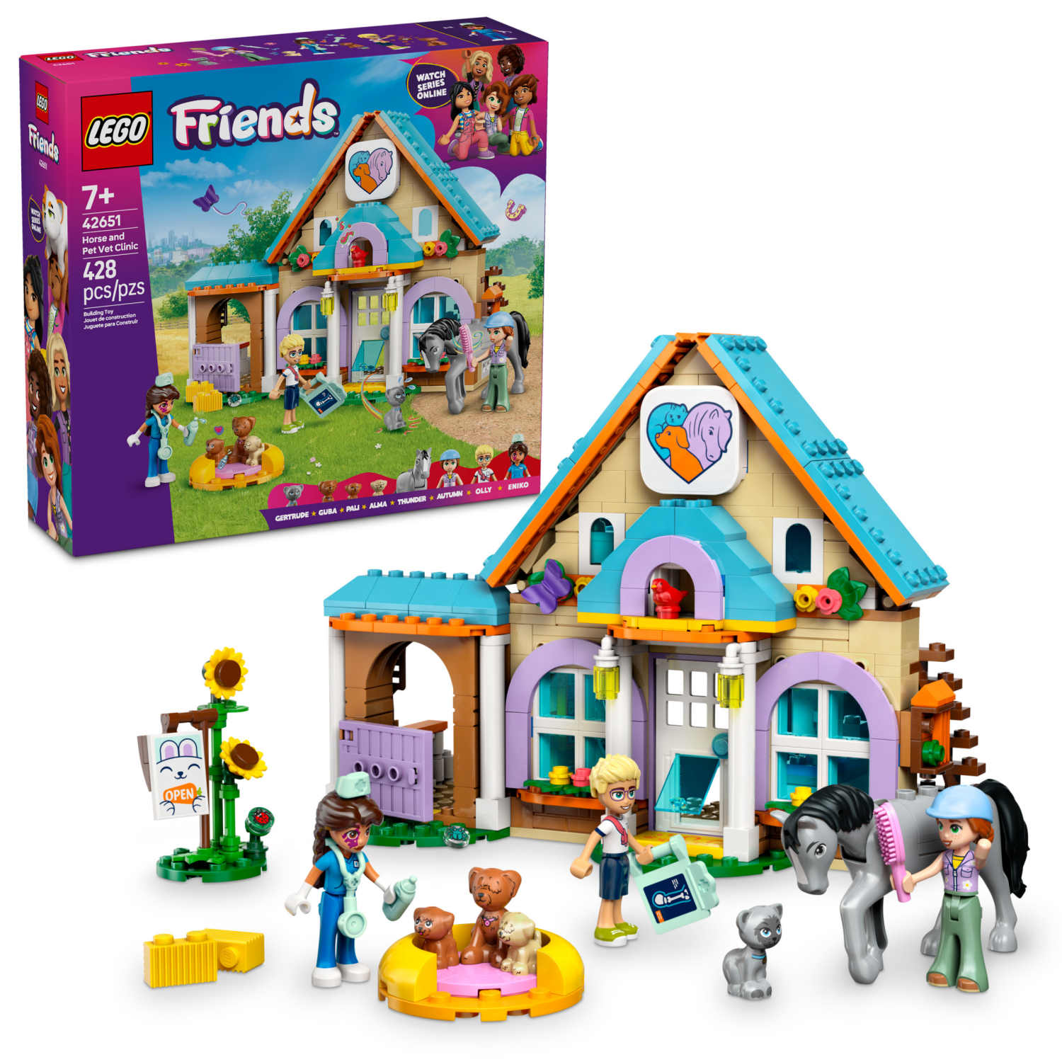 slide 1 of 6, LEGO Friends Horse and Pet Vet Clinic Pretend Play Set 42651, 1 ct