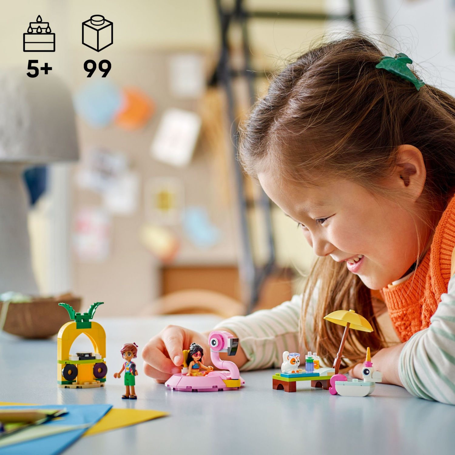 slide 2 of 6, LEGO Friends Unicorn & Flamingo Pool Party 42658, 99 ct