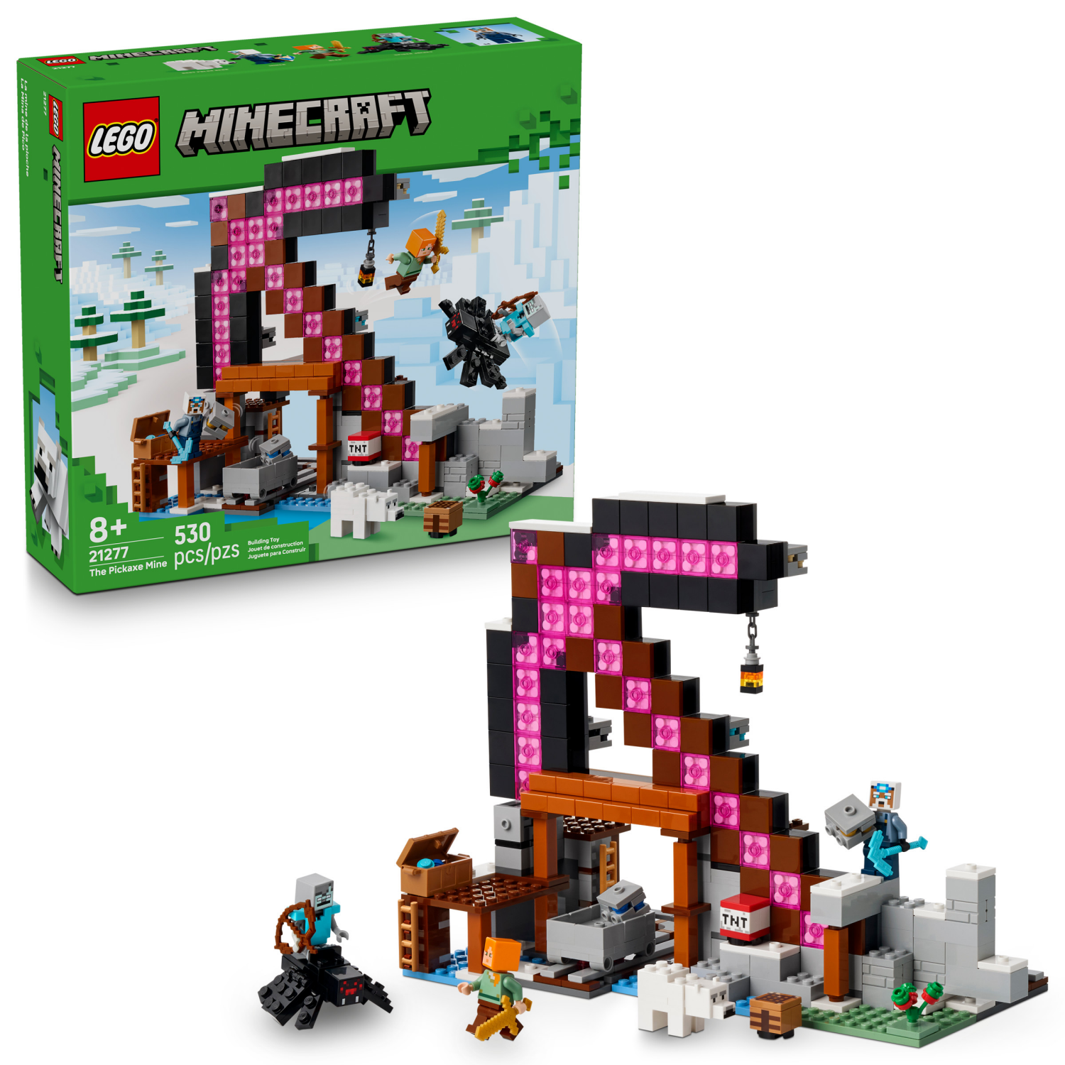 slide 1 of 6, LEGO Minecraft The Pickaxe Mine Kids Toy 21277, 1 ct