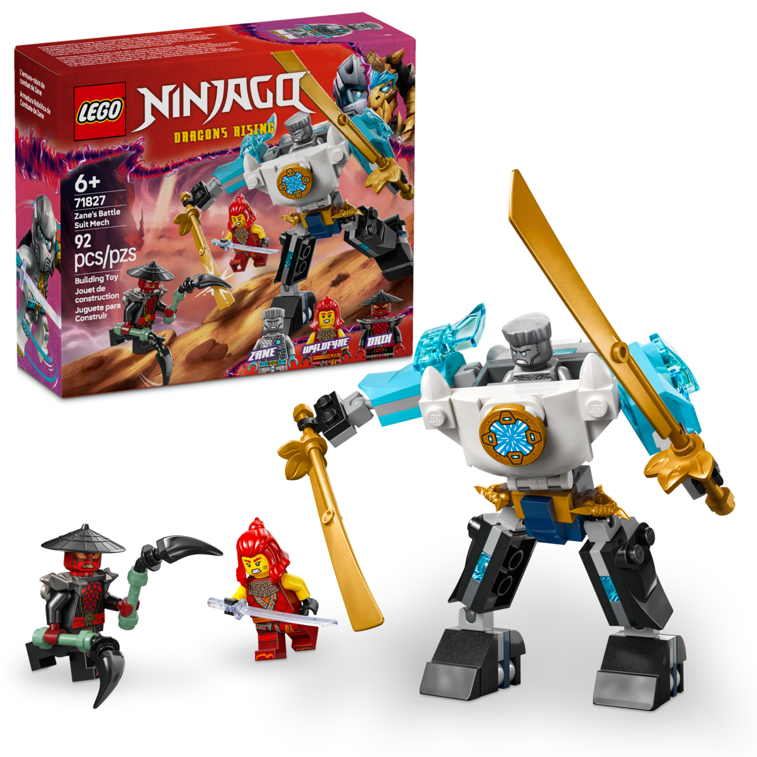 slide 1 of 6, LEGO NINJAGO Zane's Battle Suit Mech Ninja Toy 71827, 1 ct