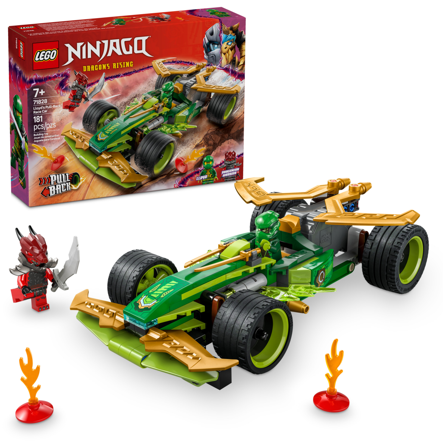 slide 1 of 6, LEGO NINJAGO Lloyd's Pull-Back Race Car Building Toy 71828, 1 ct