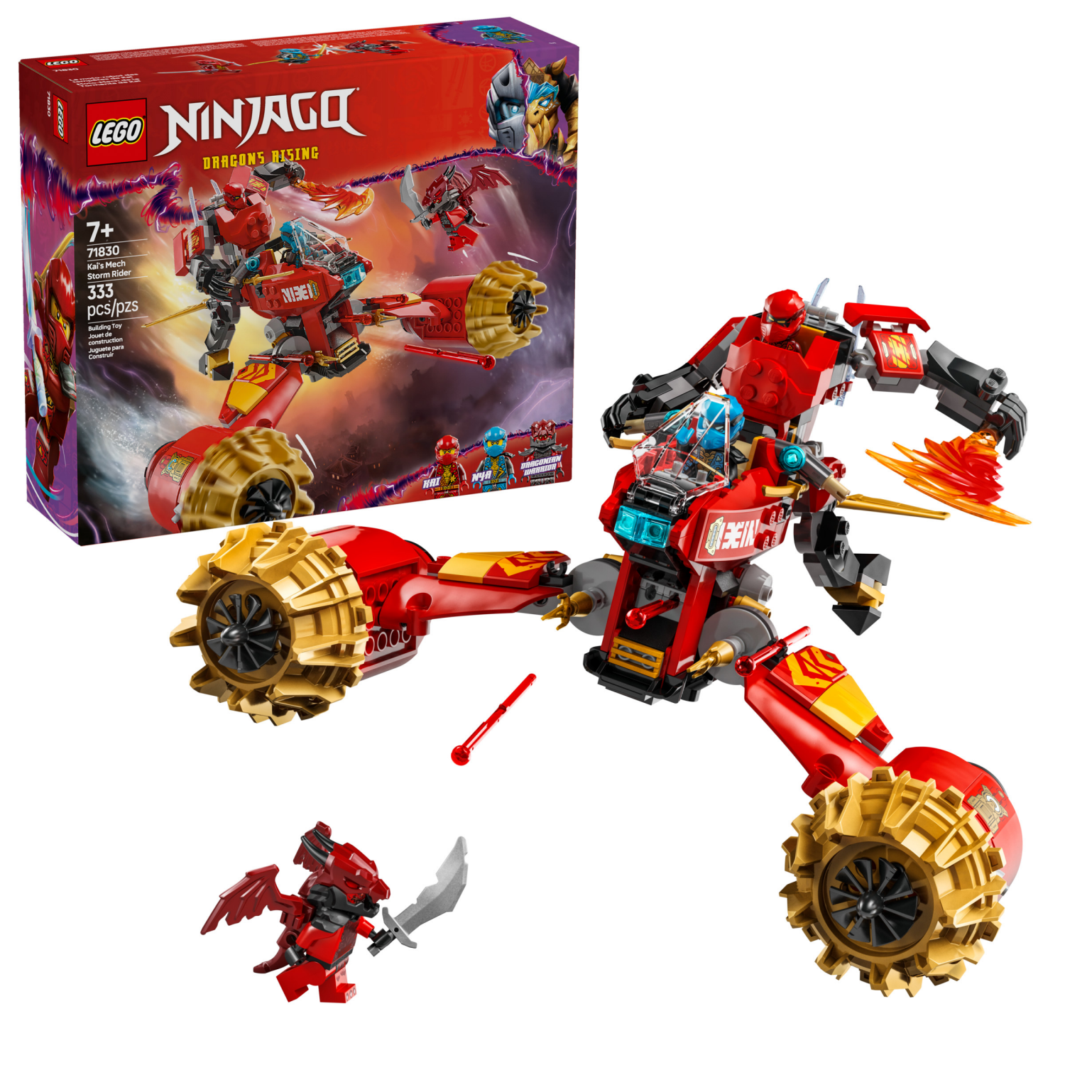 slide 1 of 6, LEGO NINJAGO Kai's Mech Storm Rider Action Figure Building Toy 71830, 1 ct