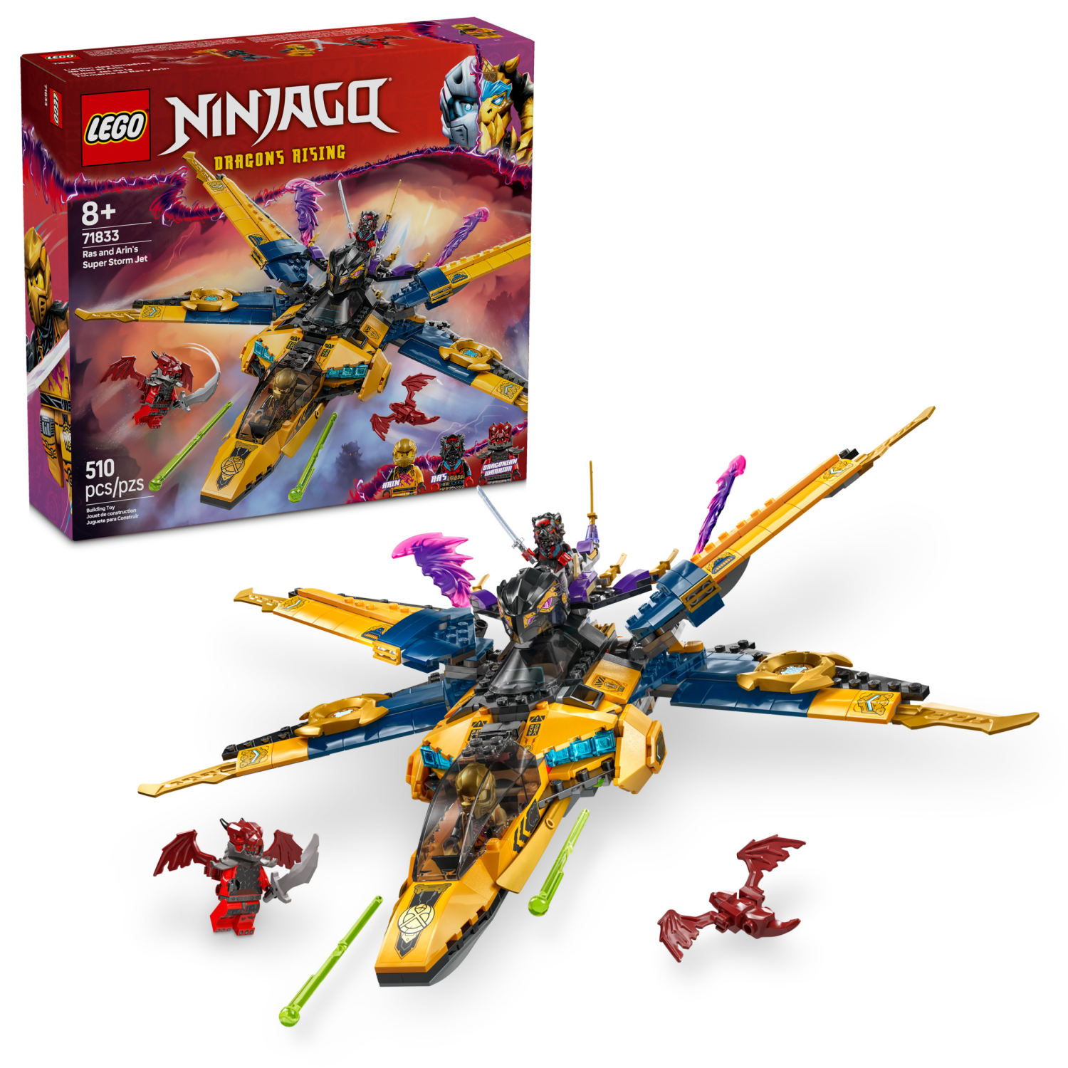 slide 1 of 6, LEGO NINJAGO Ras and Arin's Super Storm Jet Building Toy 71833, 1 ct