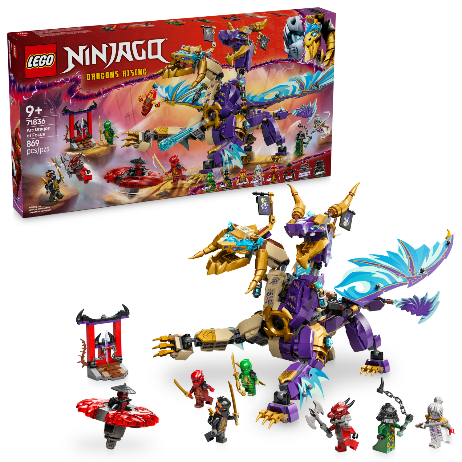 slide 1 of 6, LEGO NINJAGO Arc Dragon of Focus Kids Toy 71836, 1 ct