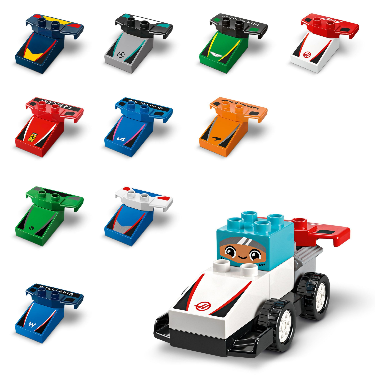 slide 4 of 6, LEGO DUPLO Town F1 Team Race Cars & Drivers Building Toy 10445, 1 ct