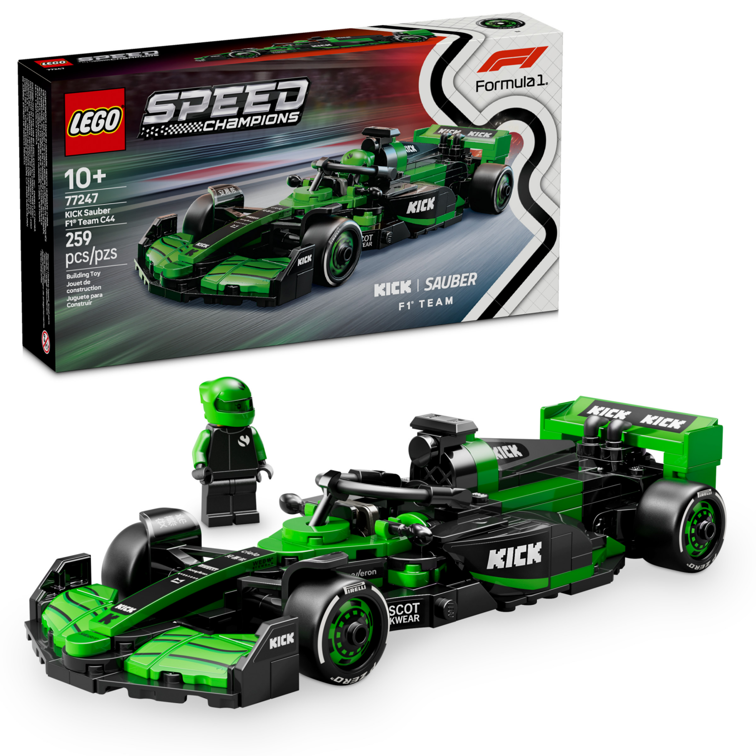 slide 1 of 6, LEGO Speed Champions KICK Sauber F1 Team C44 Race Car Toy Building Set 77247, 1 ct