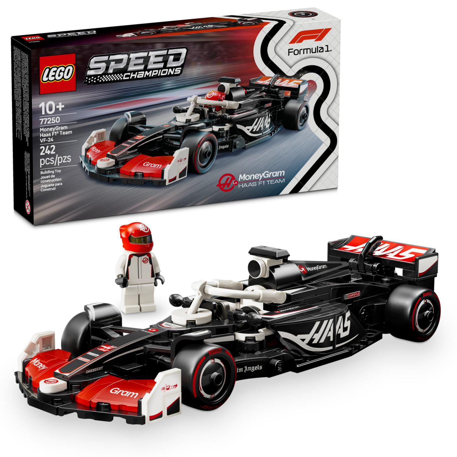 slide 1 of 6, LEGO Speed Champions MoneyGram Haas F1 Team VF-24 Race Car Building Set 77250, 1 ct