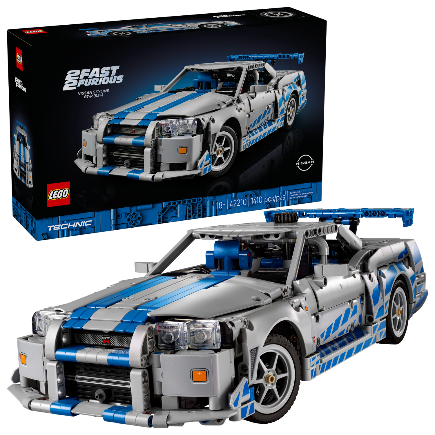 slide 1 of 6, LEGO Technic 2 Fast 2 Furious Nissan Skyline GT-R (R34) Car 42210, 1 ct