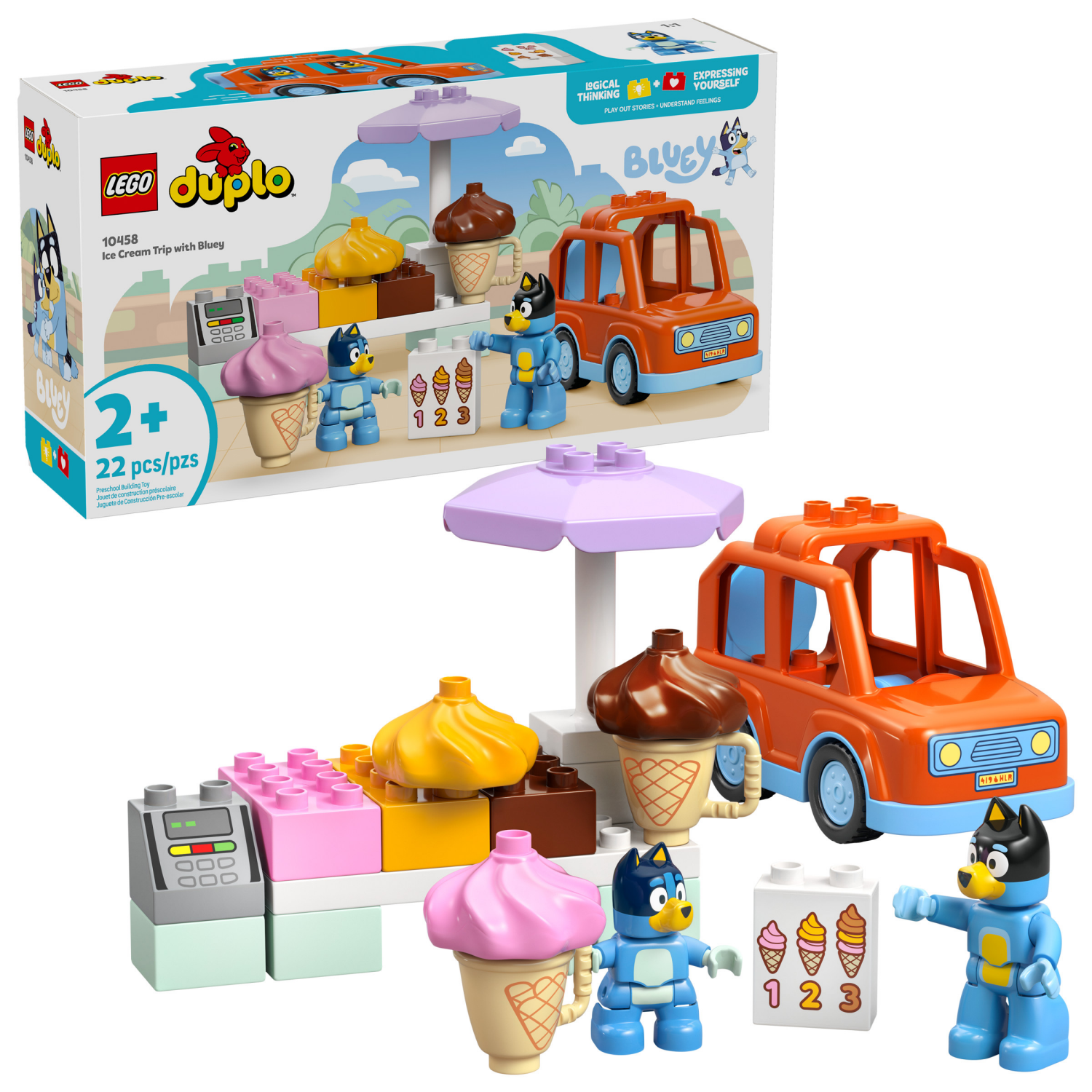 slide 1 of 6, LEGO DUPLO Bluey Ice Cream Trip with Bluey 10458, 1 ct