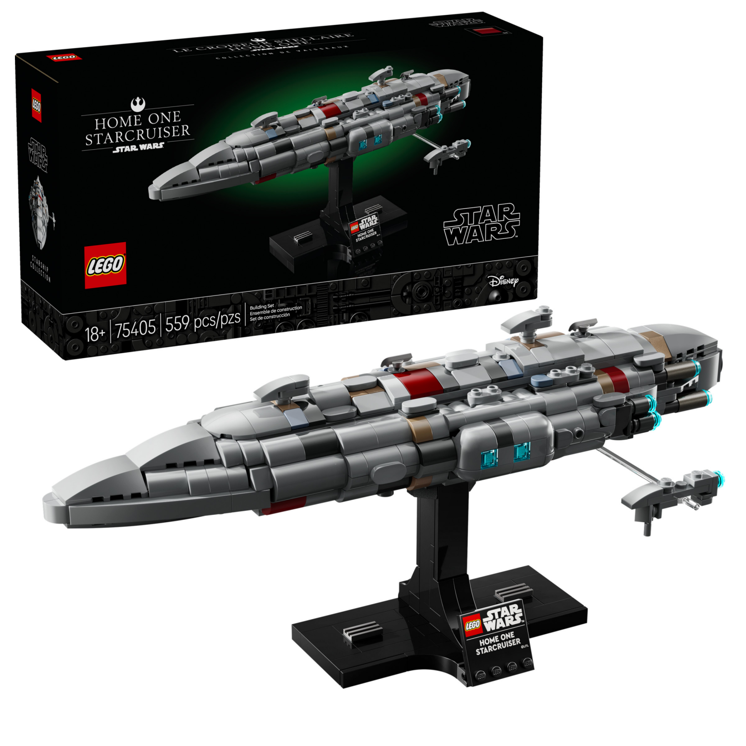 slide 1 of 6, LEGO Star Wars Home One Starcruiser Buildable Spaceship Toy Model Kit 75405, 1 ct
