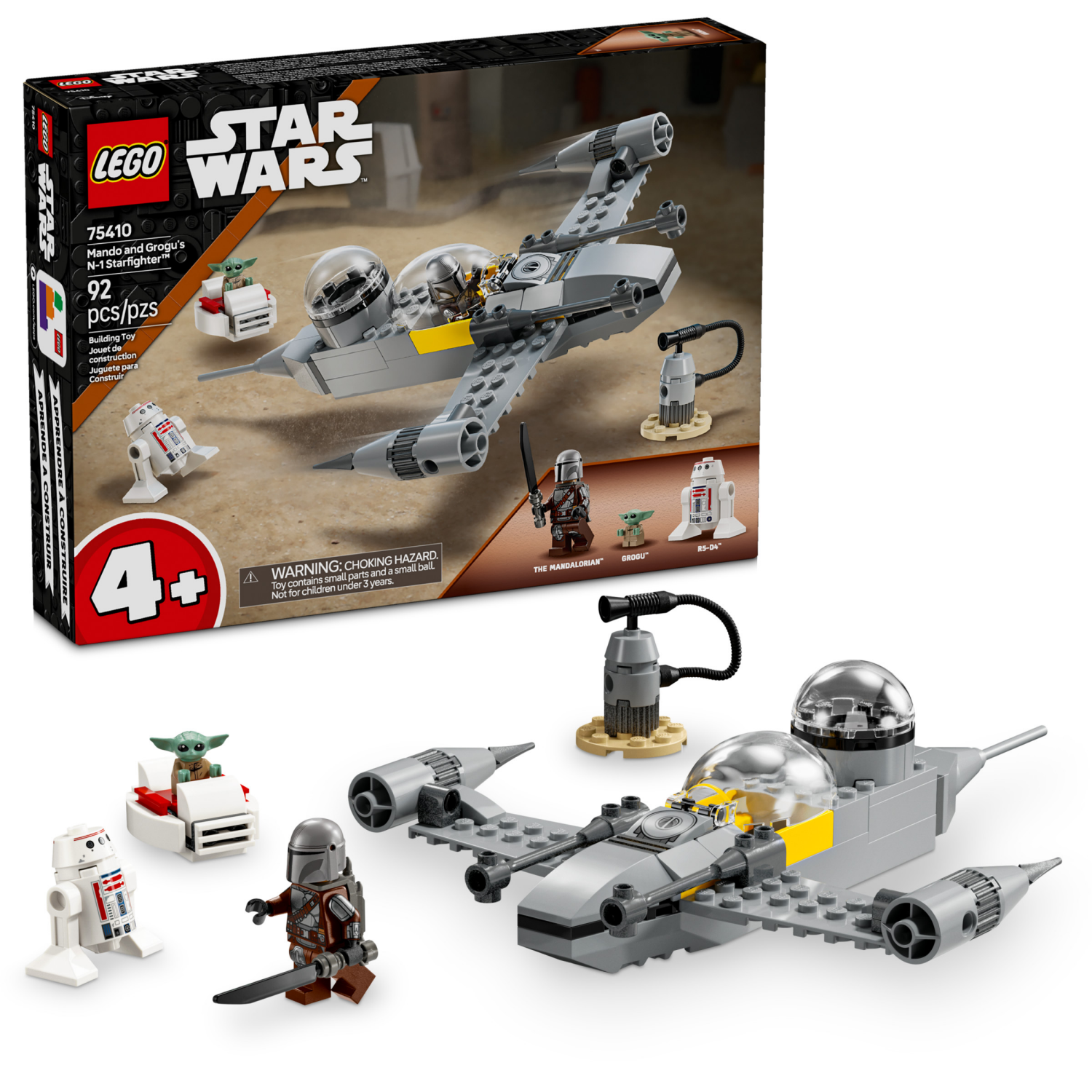 slide 1 of 6, LEGO Star Wars: The Mandalorian Mando and Grogu's N-1 Starfighter Building Toy 75410, 1 ct
