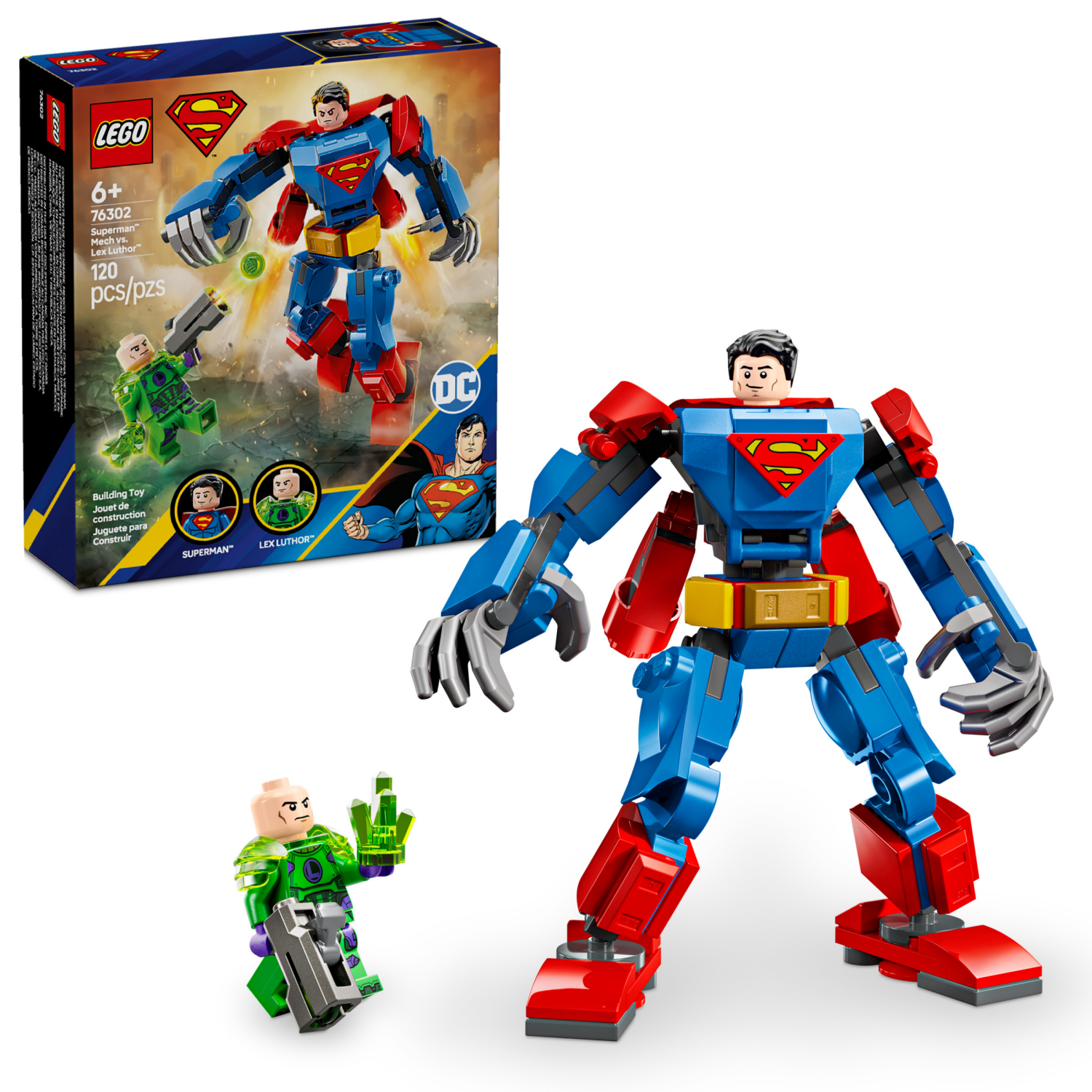 slide 1 of 6, LEGO DC Superman Mech vs. Lex Luthor Building Toy 76302, 1 ct
