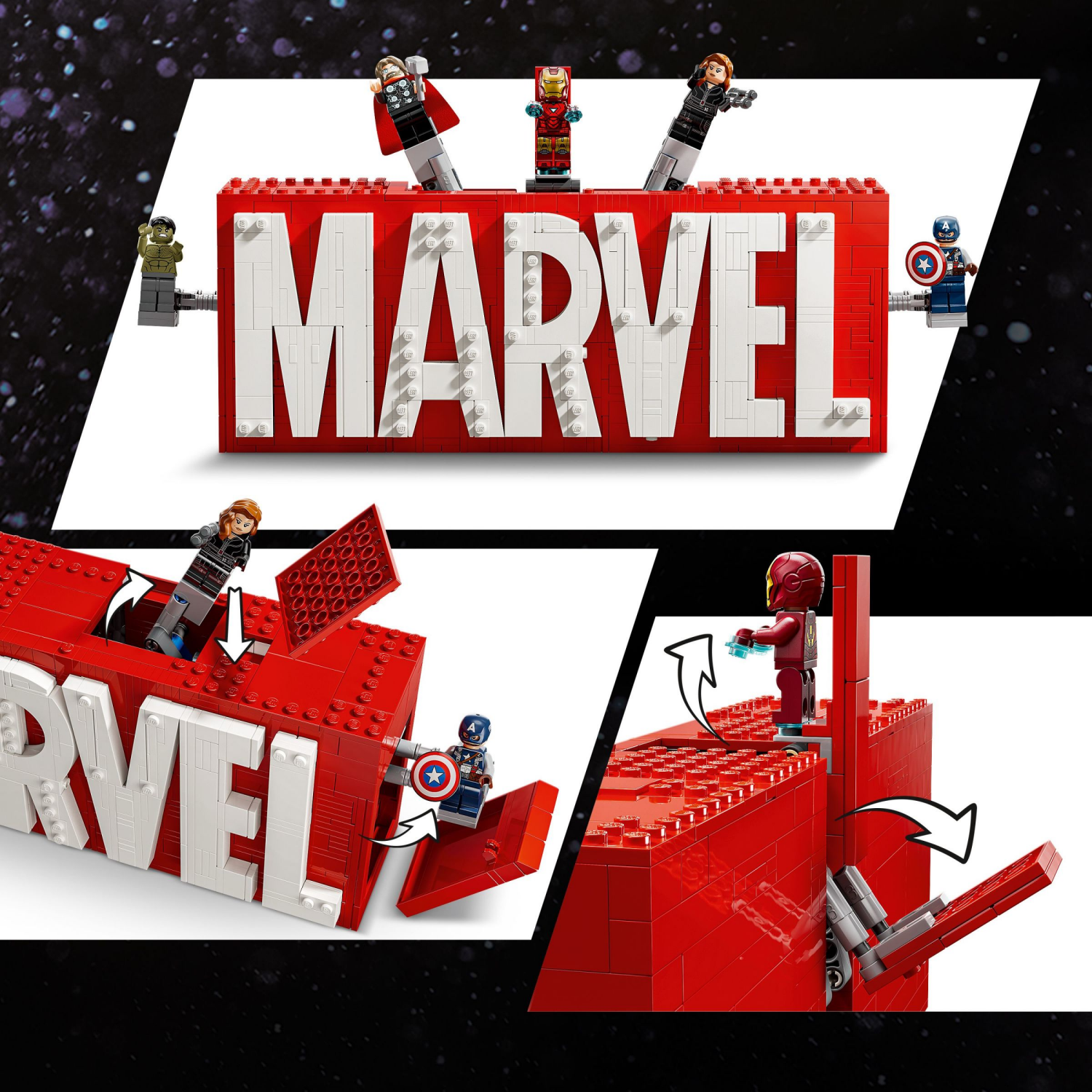 slide 5 of 6, LEGO Marvel: MARVEL Logo & Minifigures Building Toy 76313, 1 ct