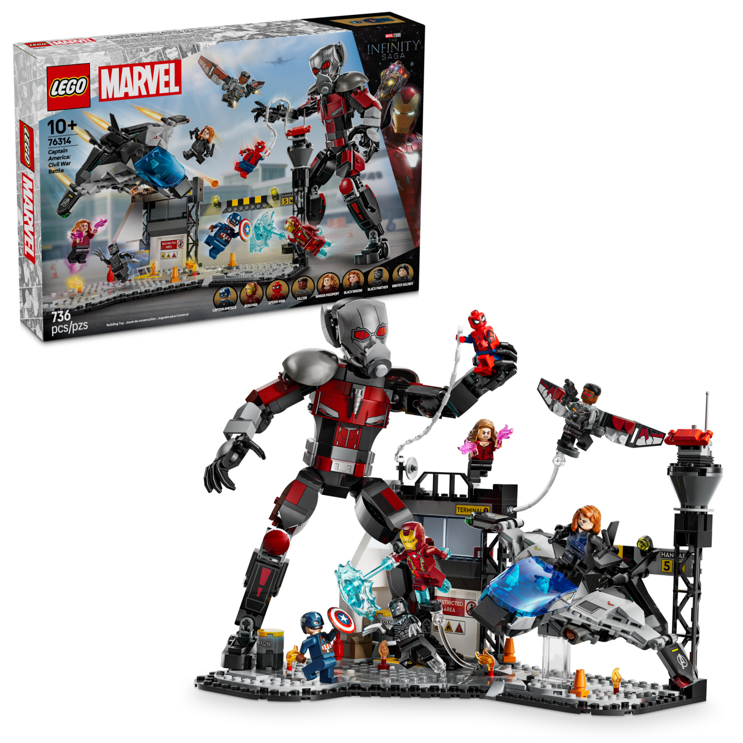 slide 1 of 6, LEGO Marvel Captain America Civil War Action Battle Building Toy Set 76314, 1 ct