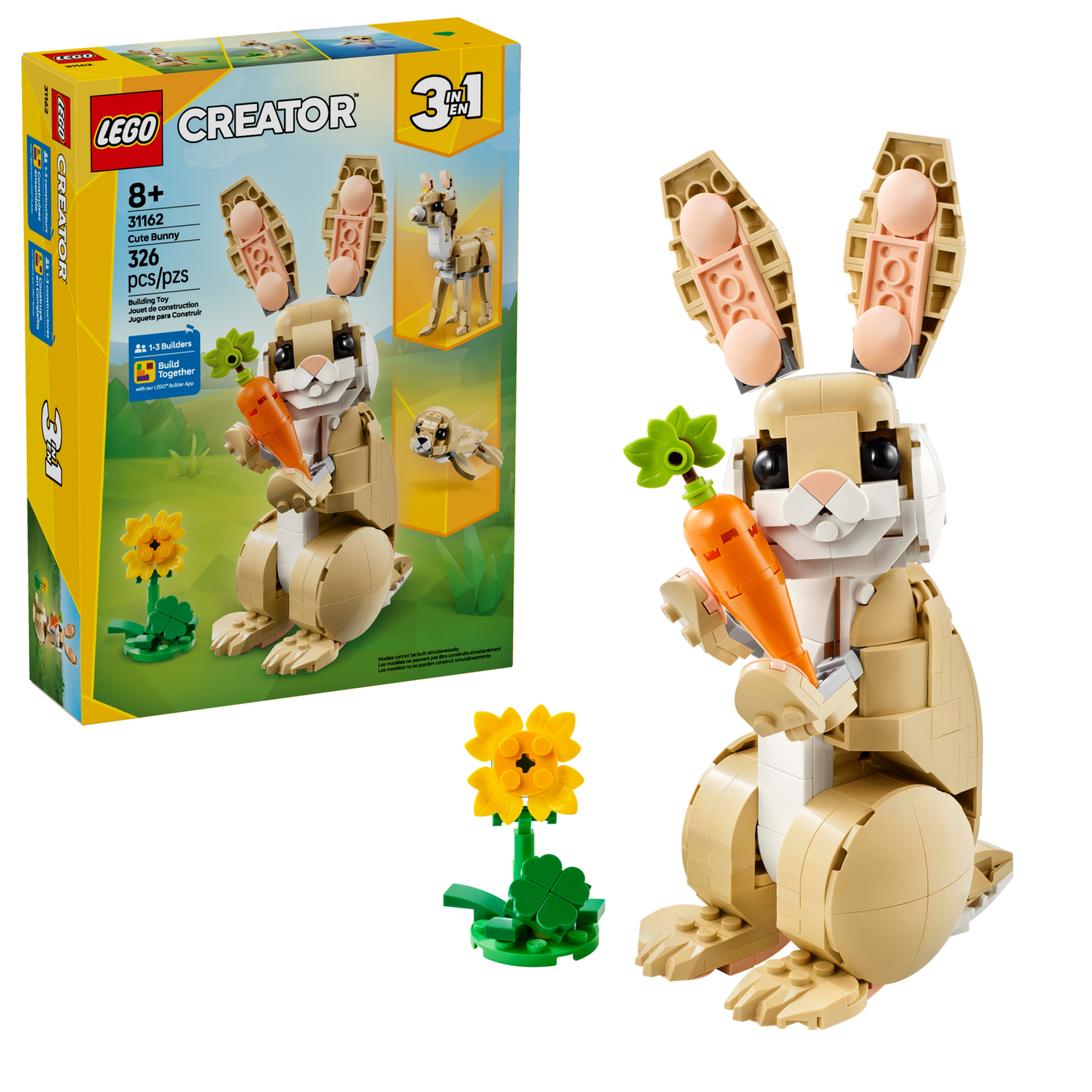 slide 1 of 6, LEGO Creator 3 in 1 Cute Bunny Building Toy Set 31162, 1 ct