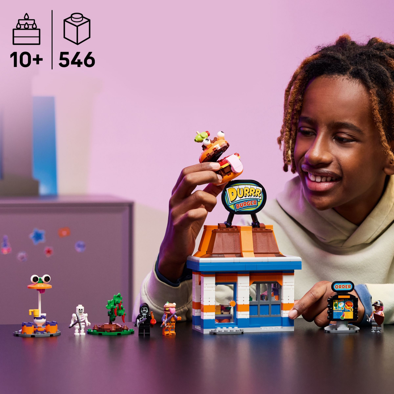 slide 2 of 6, LEGO Fortnite Durrr Burger Restaurant Kids Toy 77076, 1 ct