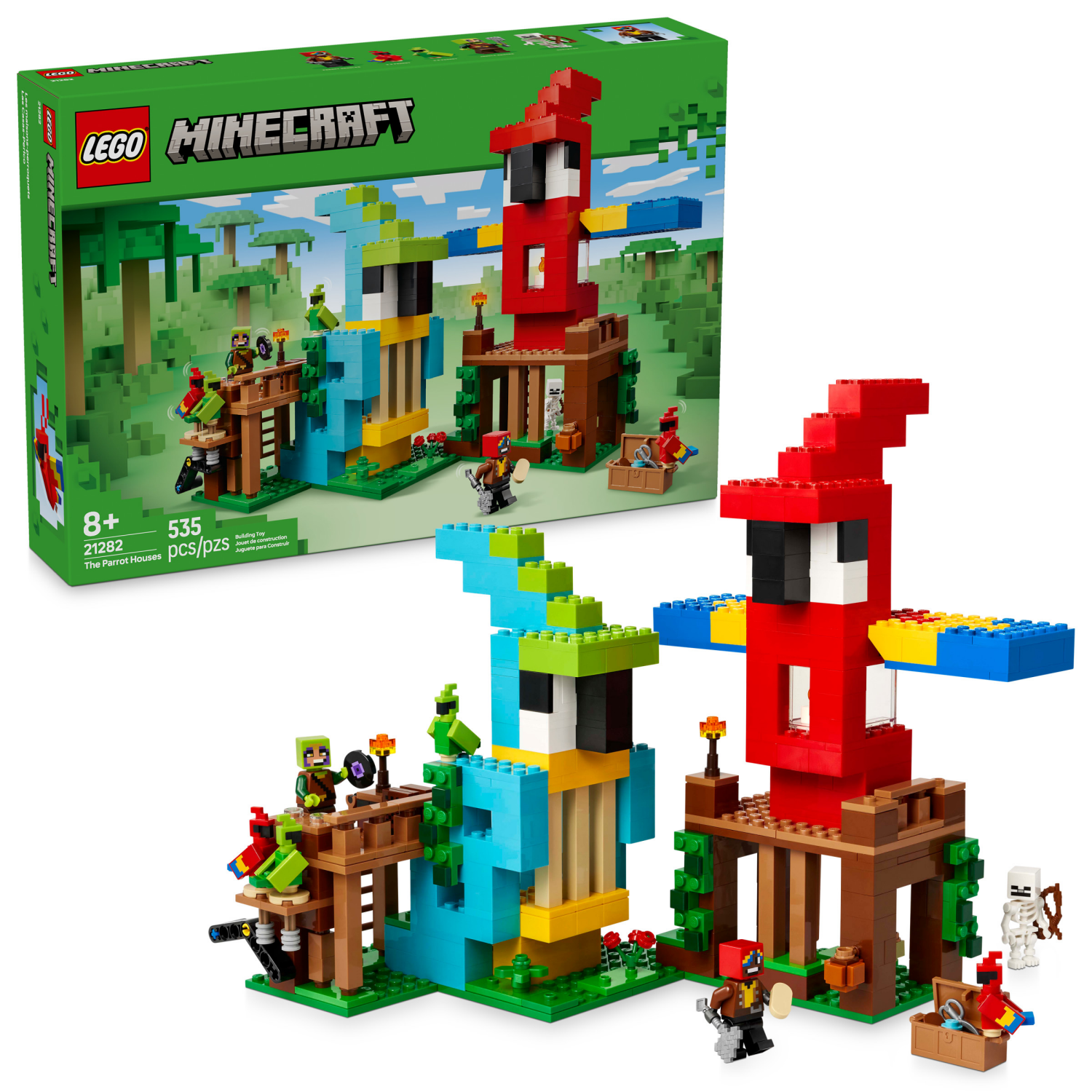 slide 1 of 6, LEGO Minecraft The Parrot Houses Building Toy 21282, 1 ct