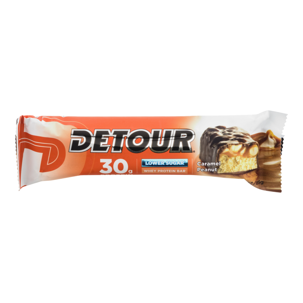 slide 1 of 8, Detour Lower Sugar Protein Bars - Caramel Peanut Butter, 3 oz