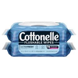 Cottonelle UltraFresh Flushable Wet Wipes, Adult Wet Wipes, 2 Flip-Top Packs, 42 Wipes per Pack (84 Total Flushable Wipes)