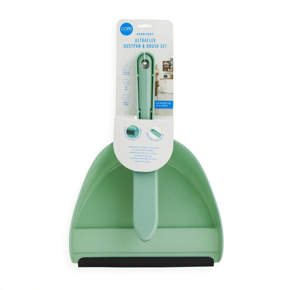 slide 2 of 2, Core Home Ultraflex Dustpan & Brush Set Green, 2 ct