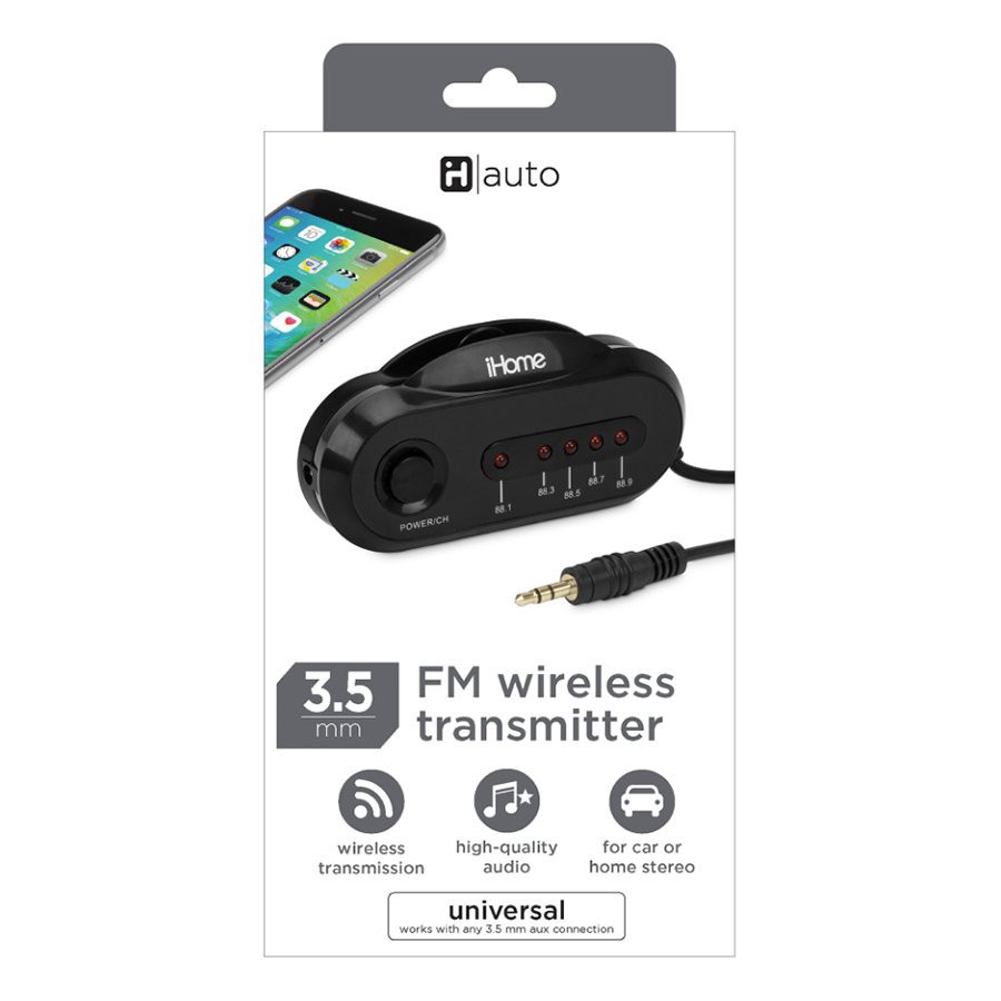 slide 1 of 1, iHome FM Wireless Transmitter - Black, 1 ct
