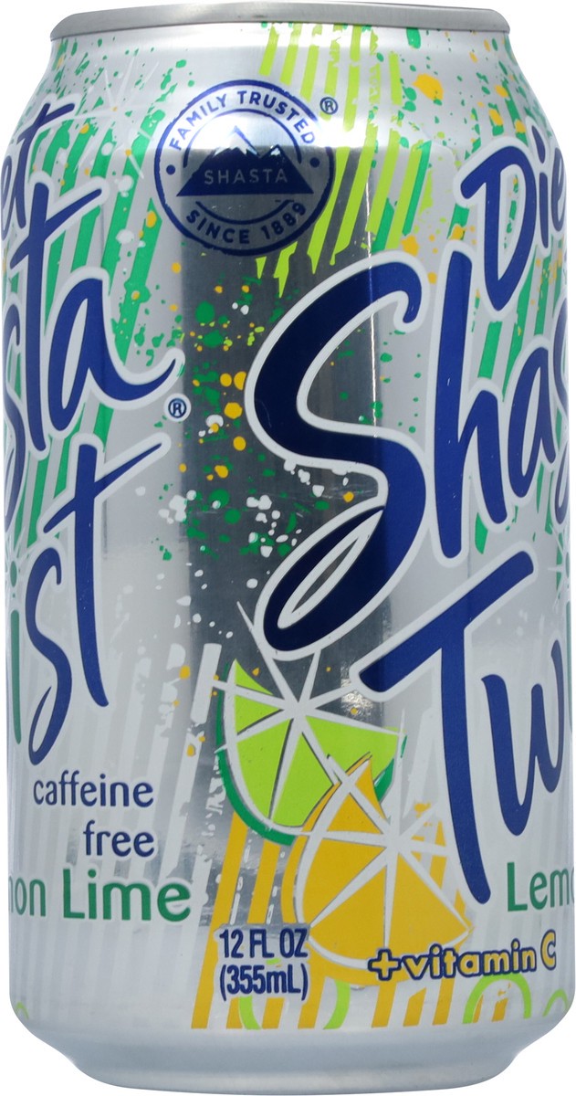 slide 4 of 12, Shasta Twist Caffeine Free Diet + Vitamin C Lemon Lime Soda 12 fl oz, 12 fl oz