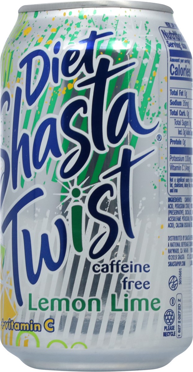 slide 11 of 12, Shasta Twist Caffeine Free Diet + Vitamin C Lemon Lime Soda 12 fl oz, 12 fl oz