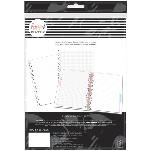slide 2 of 4, Happy Planner Classic Filler Paper, 40 Sheets, 7" X 9-1/4", Simple Dots, 40 ct