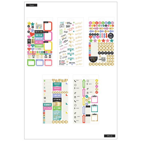slide 4 of 7, Happy Planner Stickers, 9-1/8" X 4-13/16", Everyday Reminders, Pack Of 5 Sticker Sheets, 5 ct