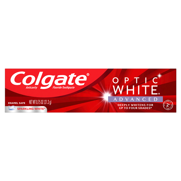 slide 16 of 17, Colgate Optic White Advanced Teeth Whitening Toothpaste, Sparkling White - 0.75 ounce, 0.75 oz