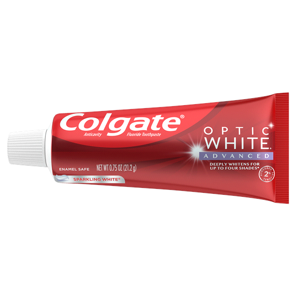 slide 3 of 17, Colgate Optic White Advanced Teeth Whitening Toothpaste, Sparkling White - 0.75 ounce, 0.75 oz