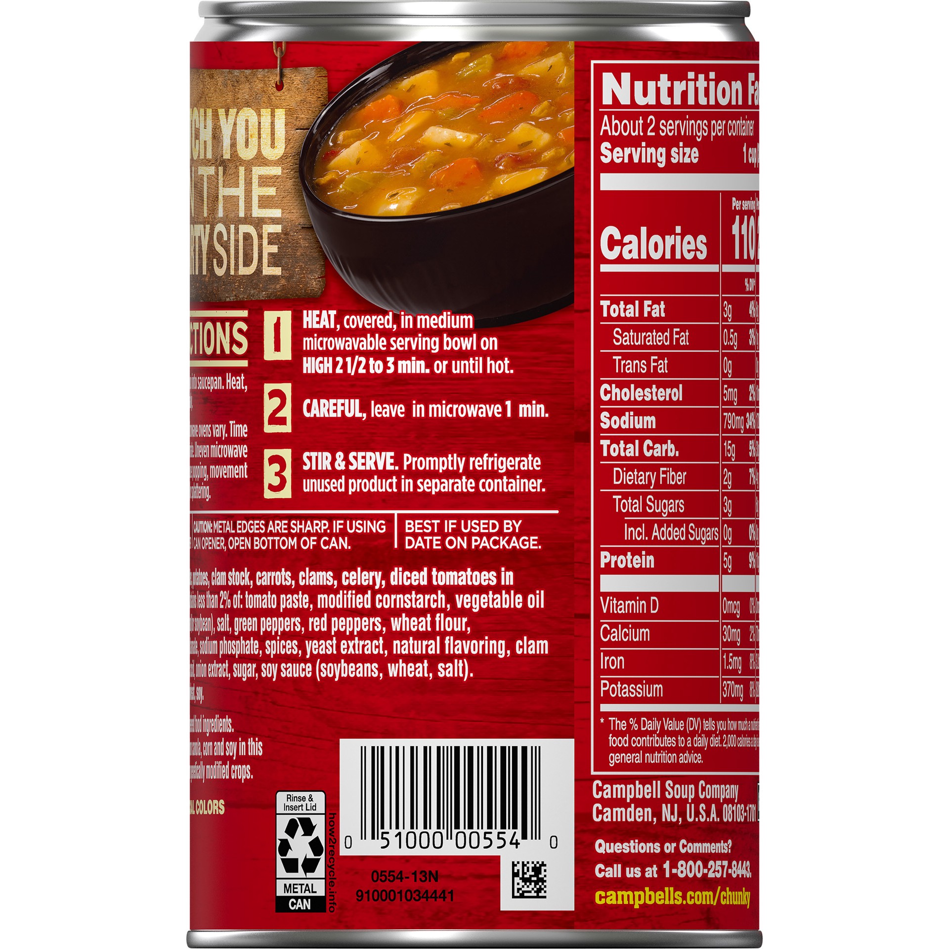 slide 3 of 5, Campbell's Chunky Soup, Manhattan Clam Chowder, 18.8 oz Can, 18 oz