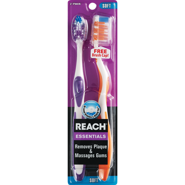 slide 1 of 1, REACH Essentials Toothbrush Soft, 1 ct