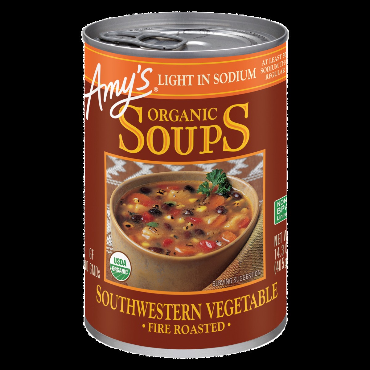 slide 1 of 9, Amy's Southwestern Vegetable Soup, Light in Sodium, 14.3 oz