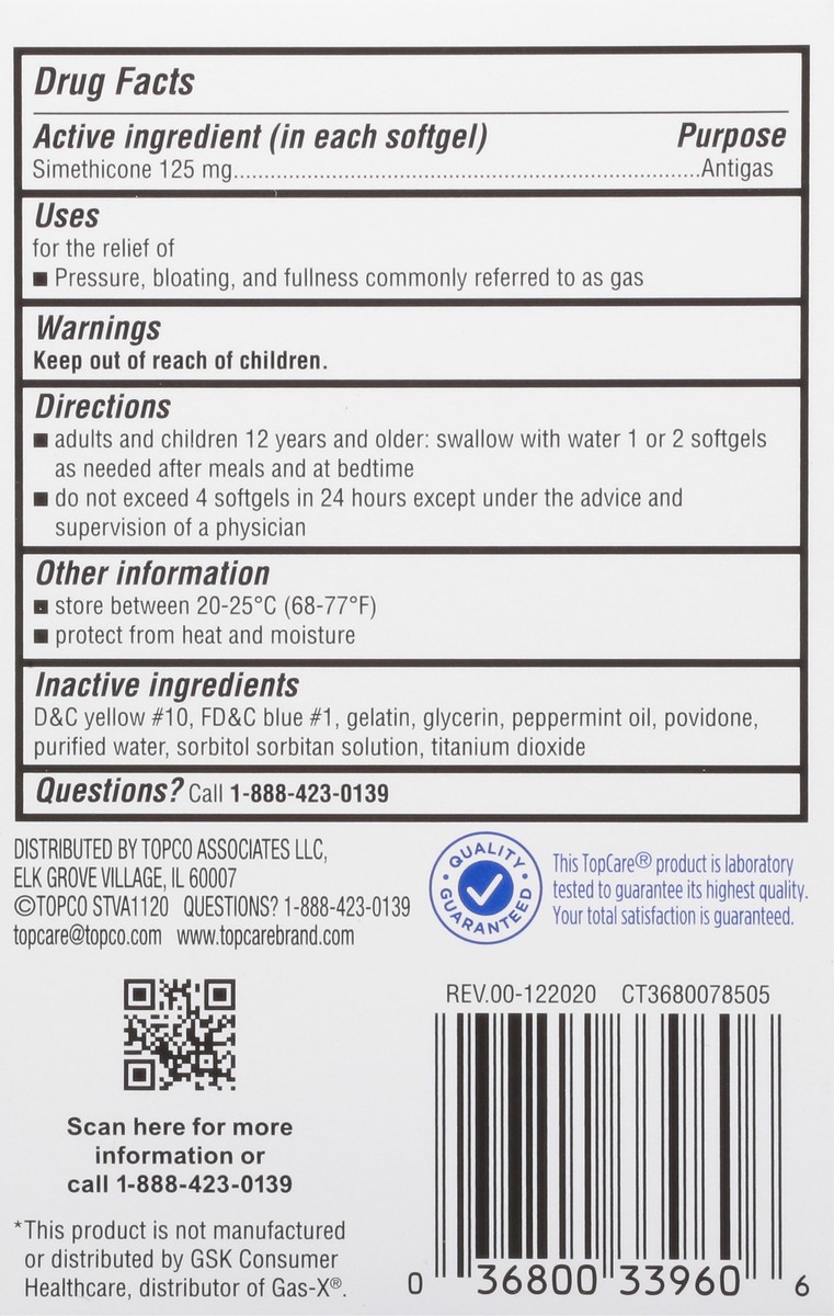 slide 8 of 9, TopCare Health Extra Strength Gas Relief Softgels, 50 ct