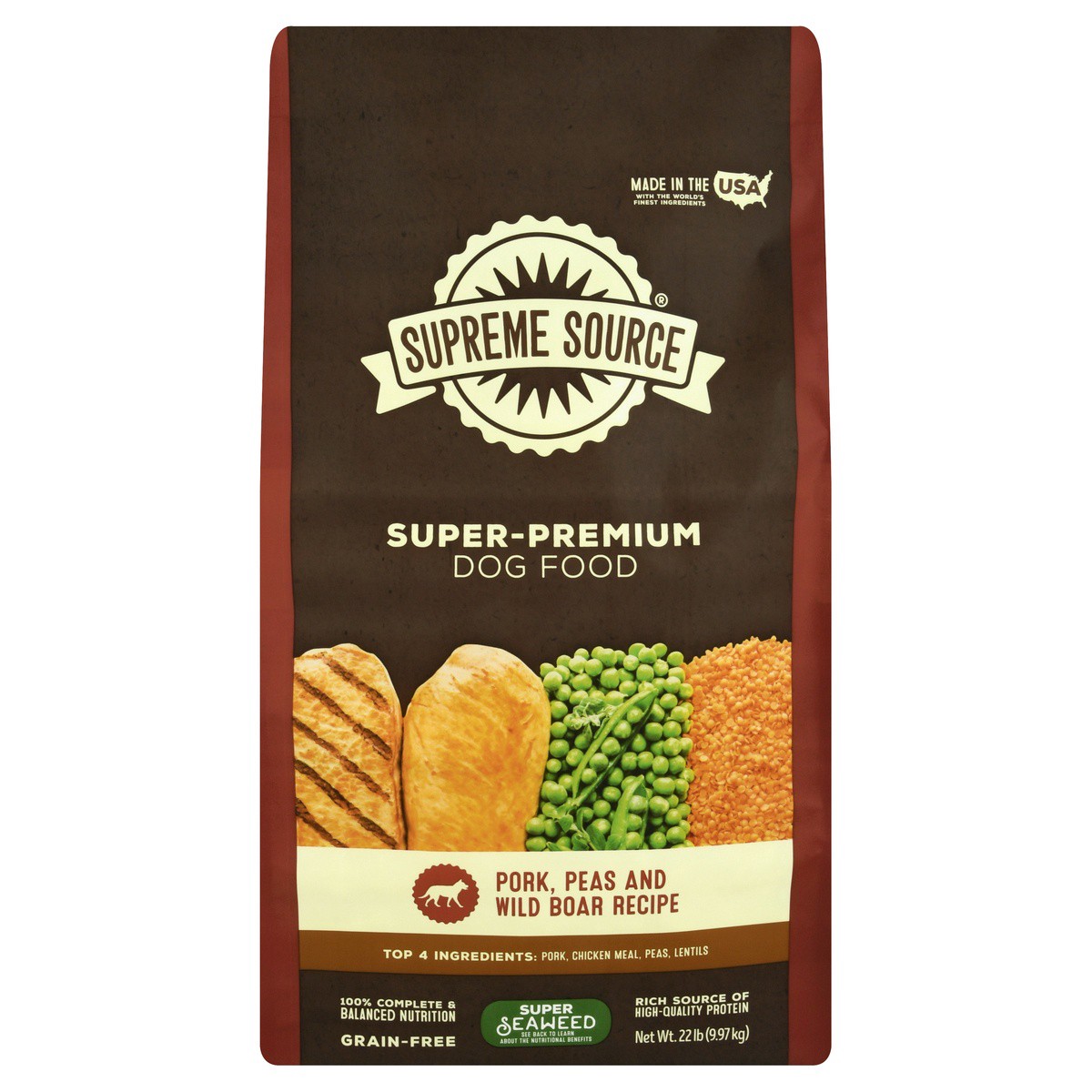 slide 1 of 3, Supreme Source Grain-Free Super-Premium Pork, Peas and Wild Boar Recipe Dog Food 22 lb, 22 lb