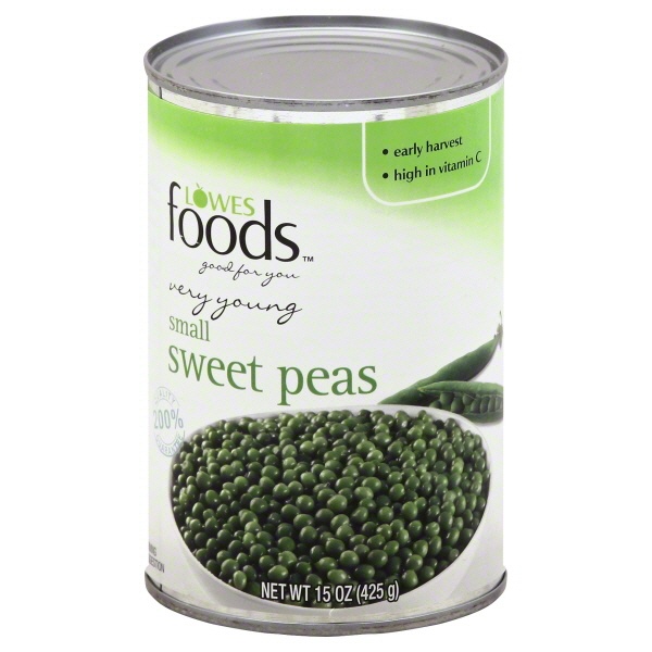 slide 1 of 1, Lowes Foods Small Sweet Peas, 15 oz