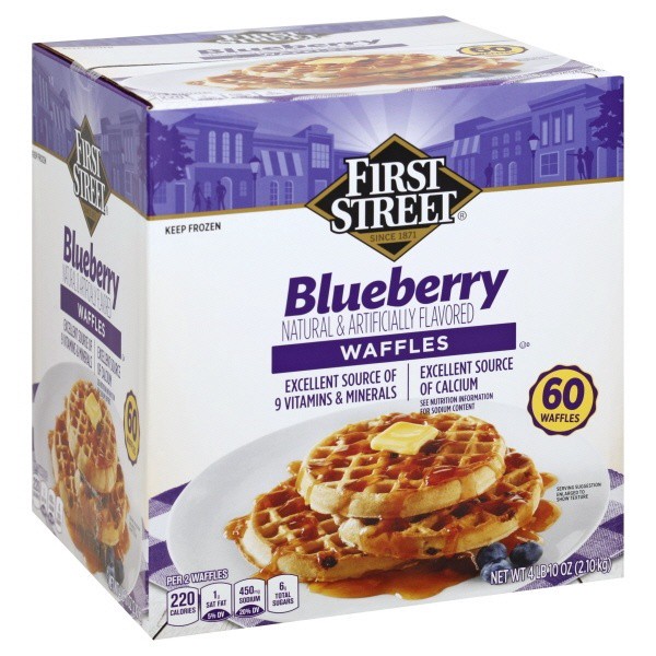 slide 1 of 1, First Street Blueberry Waffle, 60 ct