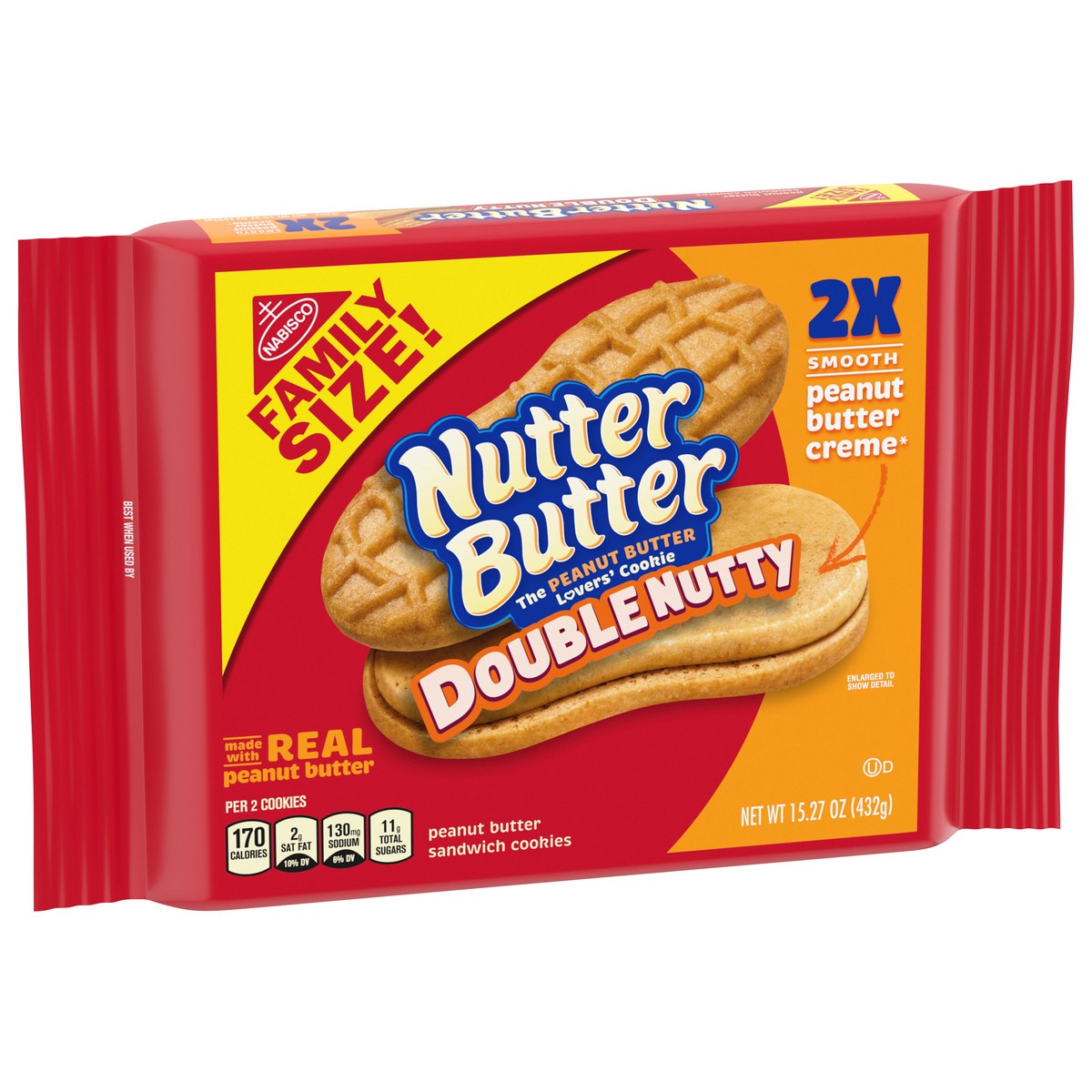 slide 2 of 9, Nutter Butter Double Nutty Sandwich Cookies, 15.27 oz