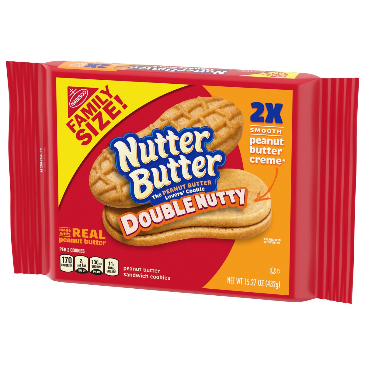 slide 3 of 9, Nutter Butter Double Nutty Sandwich Cookies, 15.27 oz