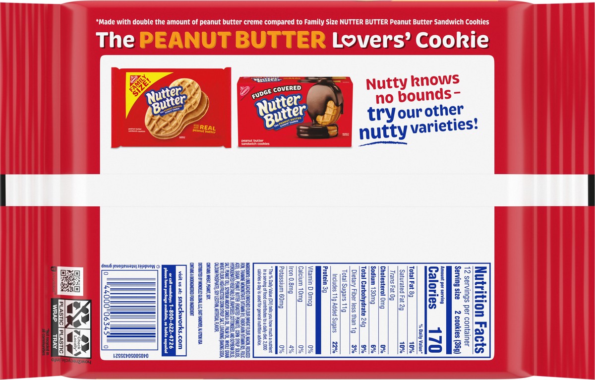 slide 5 of 9, Nutter Butter Double Nutty Sandwich Cookies, 15.27 oz