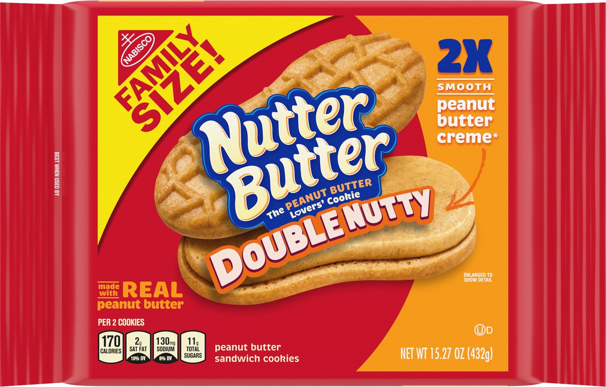 slide 6 of 9, Nutter Butter Double Nutty Sandwich Cookies, 15.27 oz
