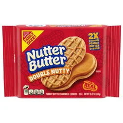 NUTTER BUTTER Double Nutty Peanut Butter Sandwich Cookies, Family Size, 15.27 oz