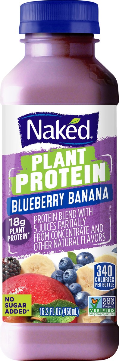 slide 8 of 10, Naked Plant Protein Blueberry Banana Juice 15.2 oz, 15.2 oz
