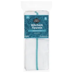 First Street Herringbone Kitchen Towels Green Striped