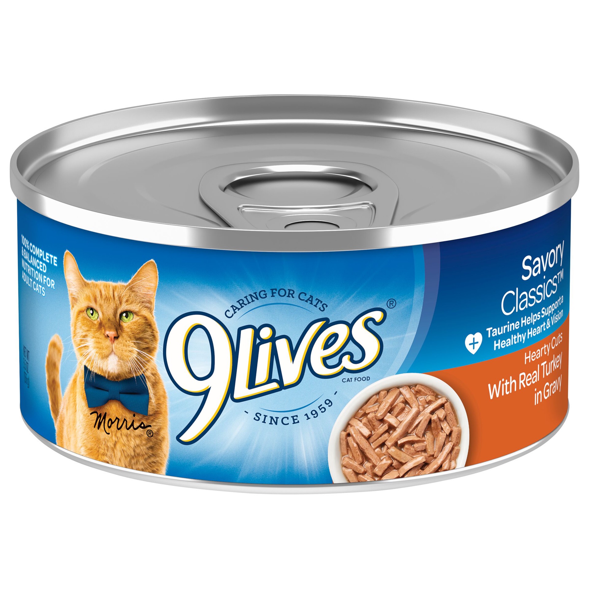 slide 1 of 1, 9Lives Cat Food, with Turkey, Hearty Cuts, 5.5 oz