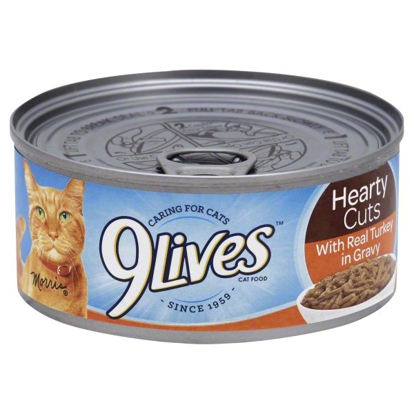 slide 1 of 1, 9Lives Cat Food, with Turkey, Hearty Cuts, 5.5 oz