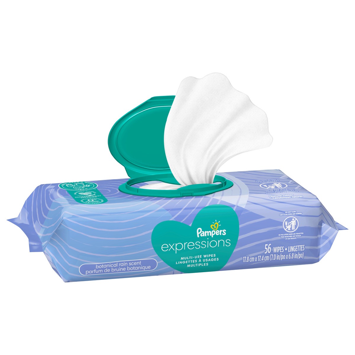 slide 2 of 4, Pampers Baby Wipes Expressions Botanical Rain Scent 1X Pop-Top Packs 56 Count, 56 ct
