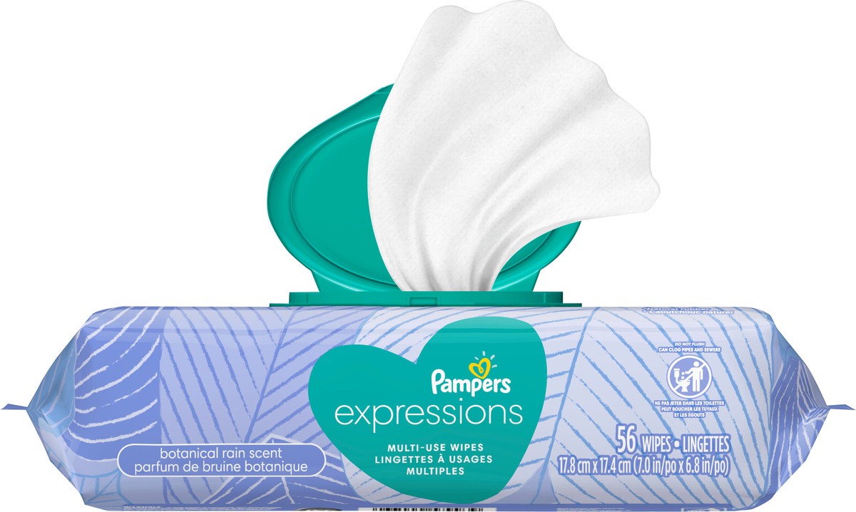 slide 3 of 4, Pampers Baby Wipes Expressions Botanical Rain Scent 1X Pop-Top Packs 56 Count, 56 ct