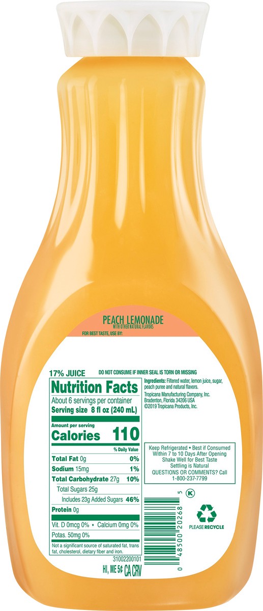 slide 8 of 8, Tropicana Peach Lemonade - 52 oz, 52 oz